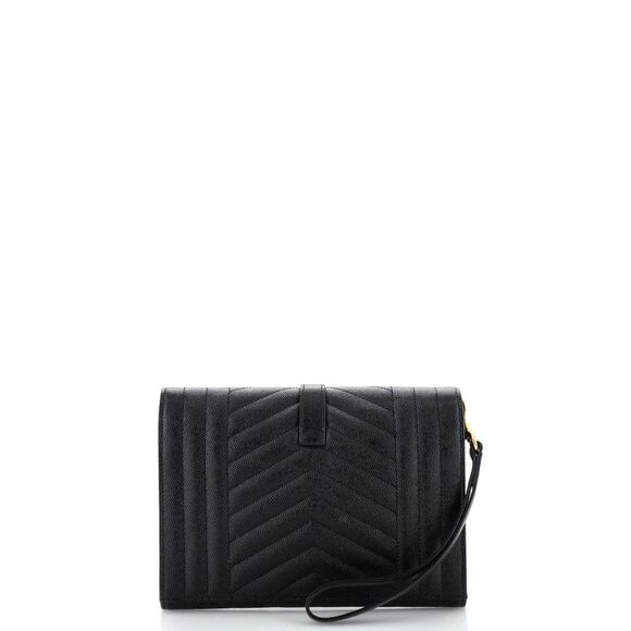 Saint Laurent Classic Monogram Envelope Wristlet Clutch Mixed Matelasse Leather - Picture 3 of 6